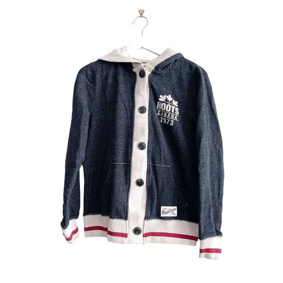 Roots Canada Women's Button Front Long Sleeve Hooded Cardigan Black Medium - Picture 1 of 7